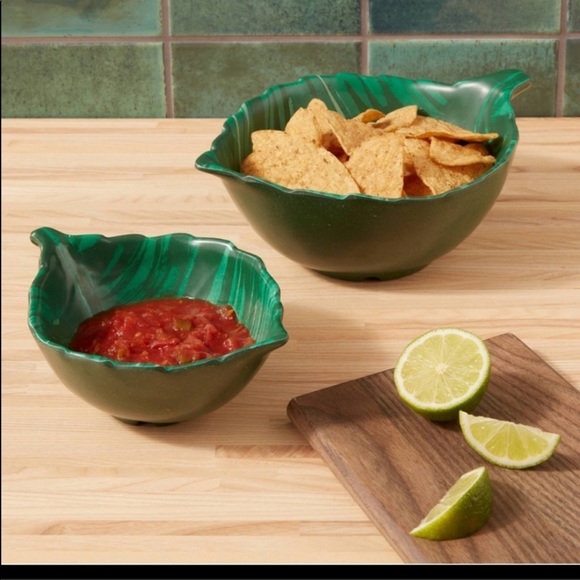 πΈ 3/$25 π Target OPALHOUSE Bamboo Melamine Green Leaf Snack Serving Bowl - Picture 2 of 13